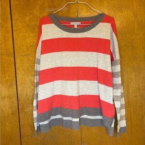 Banana Republic Red and Gray Striped Sweater‎